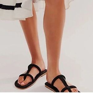 Free People Hadden T-strap sandals in black suede